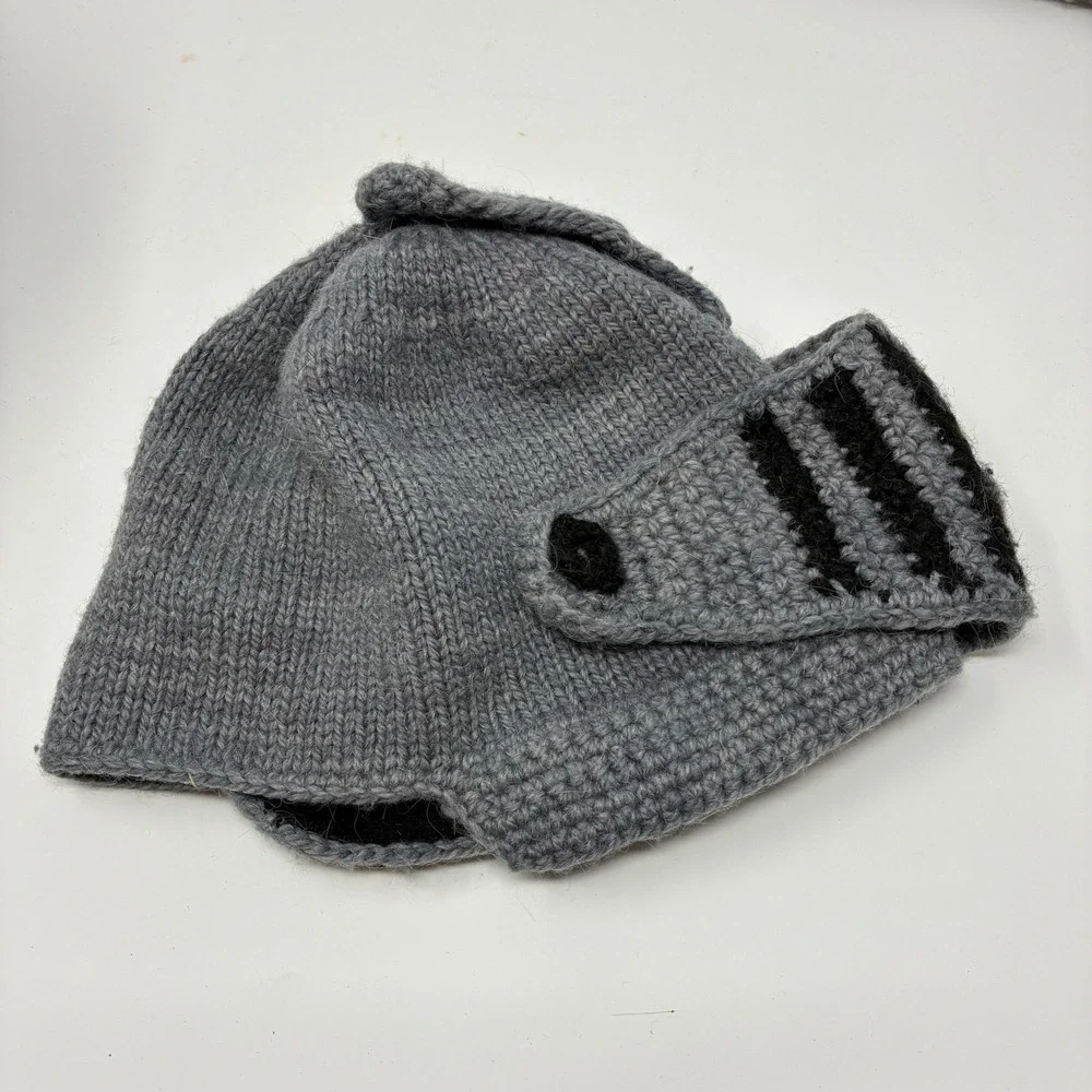Lot of 2 Island Alpaca Martha's Vineyard Hats Beanie‎ Knight Helmet Grey Wool